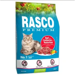 Rasco Premium Cat Kibbles Sterilized,  Beef Cranberries, Nasturtium 2kg