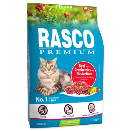 Rasco Premium Cat Kibbles Sterilized,  Beef Cranberries, Nasturtium 2kg