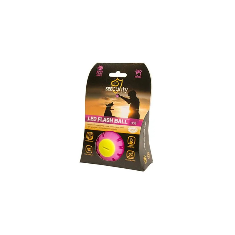 Hračka DUVO+ Míček LED silikonový, svítící, růžový 10 cm