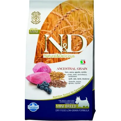 Farmina N&D dog AG adult mini, jehněčí, špalda, oves a borůvka 2,5 kg