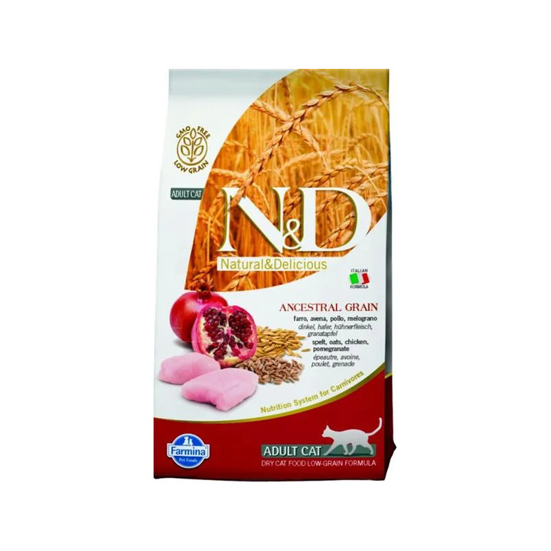 Farmina N&D cat AG adult, kuře, špalda, oves a granátové jablko 1,5 kg