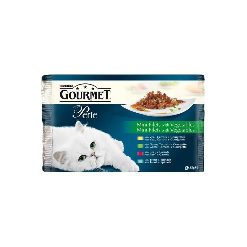 Nestlé GOURMET PERLE kočičí Multipack v omáčce se zeleninou kapsička 4x85 g