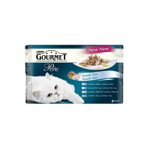 Nestlé GOURMET PERLE kočičí Multipack duo losos&treska kapsička 4x85 g