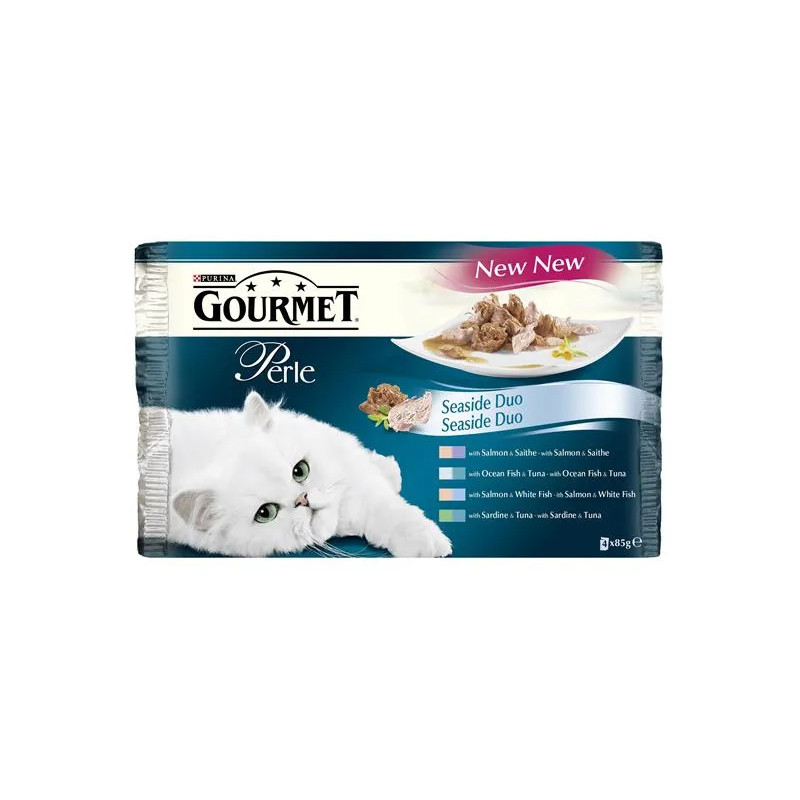 Nestlé GOURMET PERLE kočičí Multipack duo losos&treska kapsička 4x85 g