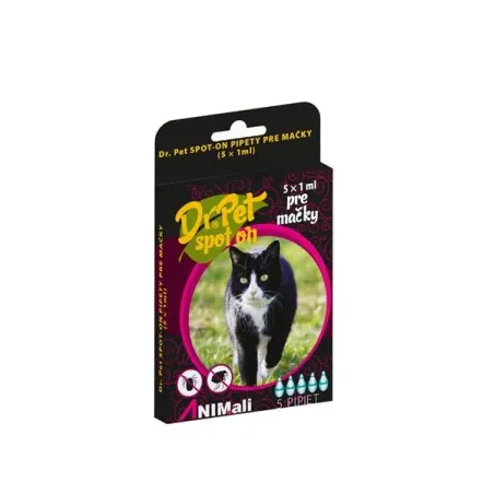 Dr.Pet spot-on pipety pro kočky 5 x 1 ml (spot-on odpuzovač klíšťat a blech pro kočky)