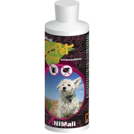 Sprej Dr.Pet antiparazitární s repelentním účinkem pro psy a kočky 200 ml (sprej proti klíšťatům a blechám pro psy a kočky)