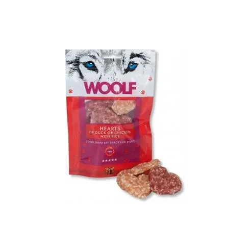 Pamlsek Woolf Dog Duck & Chicken Hearts 100 g