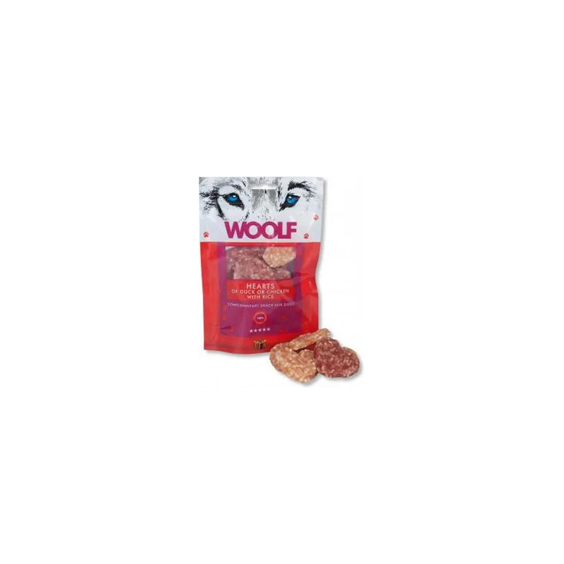 Pamlsek Woolf Dog Duck & Chicken Hearts 100 g