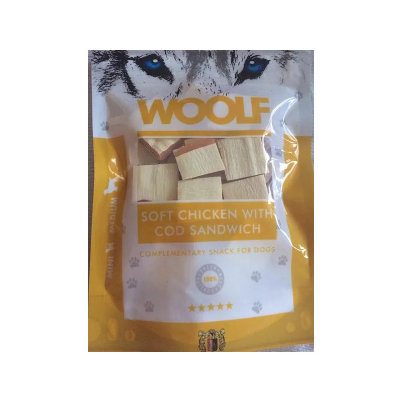 Pamlsek Woolf Dog Chicken & Codfish Soft Sandwich 100 g