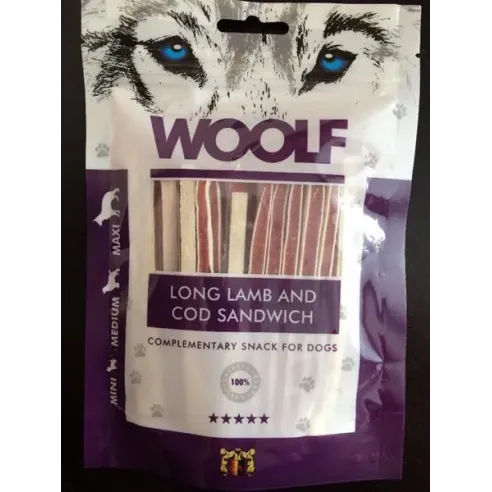 Pamlsek Woolf Dog Lamb & Codfish Soft Sandwich LONG 100 g
