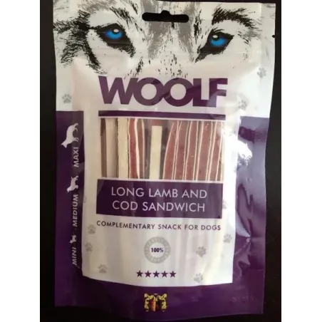 Pamlsek Woolf Dog Lamb & Codfish Soft Sandwich LONG 100 g