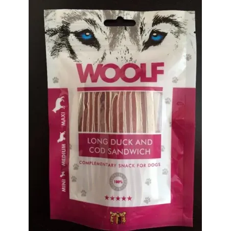 Pamlsek Woolf Dog Duck & Codfish Soft Sandwich LONG 100 g