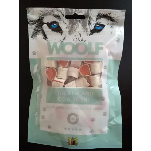Pamlsek Woolf Dog Chicken & Codfish sushi 100 g