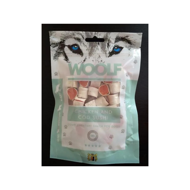 Pamlsek Woolf Dog Chicken & Codfish sushi 100 g