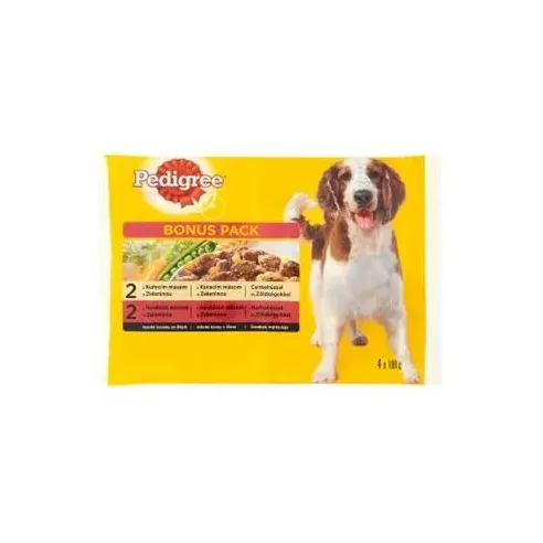 Mars PEDIGREE kapsička dog ADULT Multipack kuře&zelenina a hovězí&zelenina ve šťávě 4 x 100 g