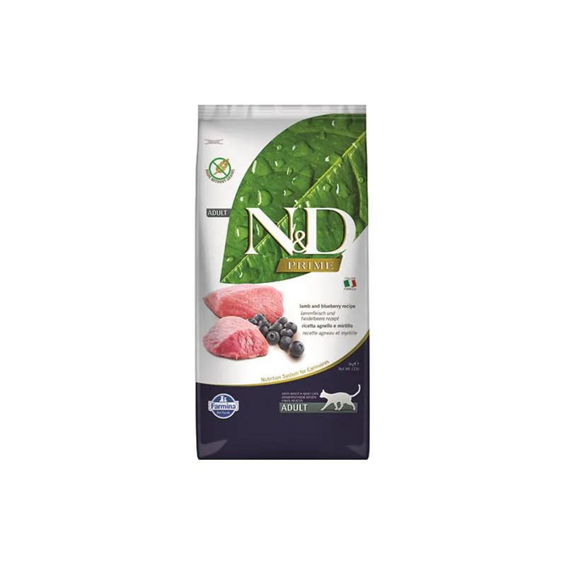 Farmina N&D cat PRIME (GF) adult, jehněčí a borůvka 5 kg