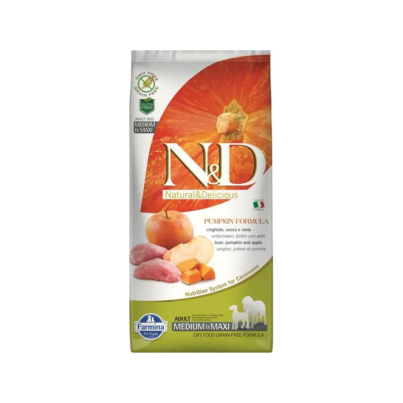 Farmina N&D dog PUMPKIN (GF) adult medium & maxi, kanec & jablko 12 kg