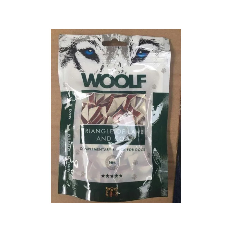 Pamlsek Woolf Dog Lamb and Cod Triangle 100 g
