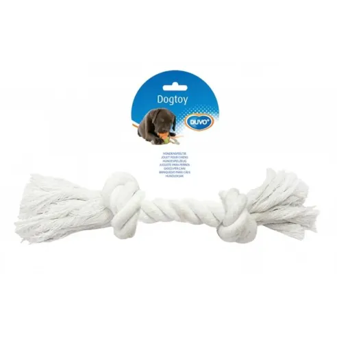 Hračka DUVO+ Lano s 2 uzly na tahání bílá XLarge 37 cm