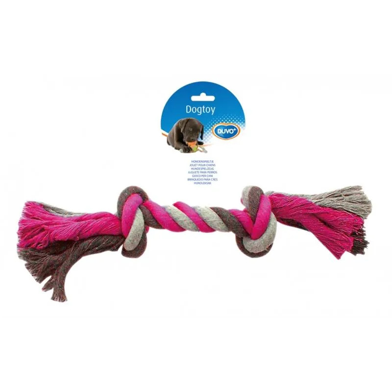 Hračka DUVO+ Lano s 2 uzly na tahání růžovo-šedo-bílé XXLarge 45 cm