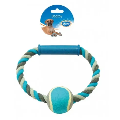 Hračka DUVO+ Kruh bavlna s tenisovým míčkem 18 cm