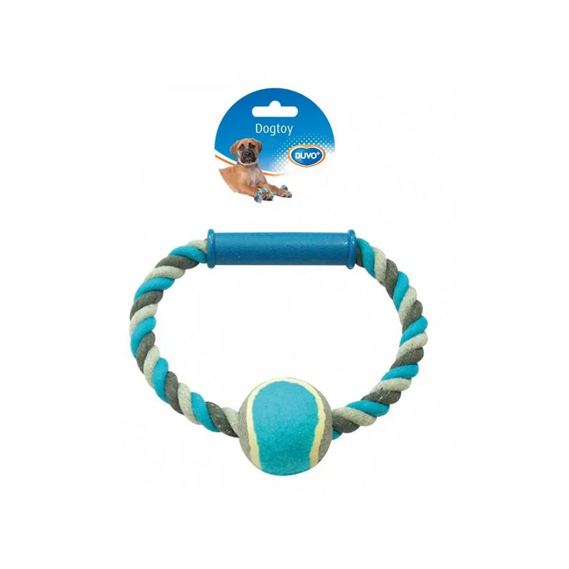 Hračka DUVO+ Kruh bavlna s tenisovým míčkem 18 cm
