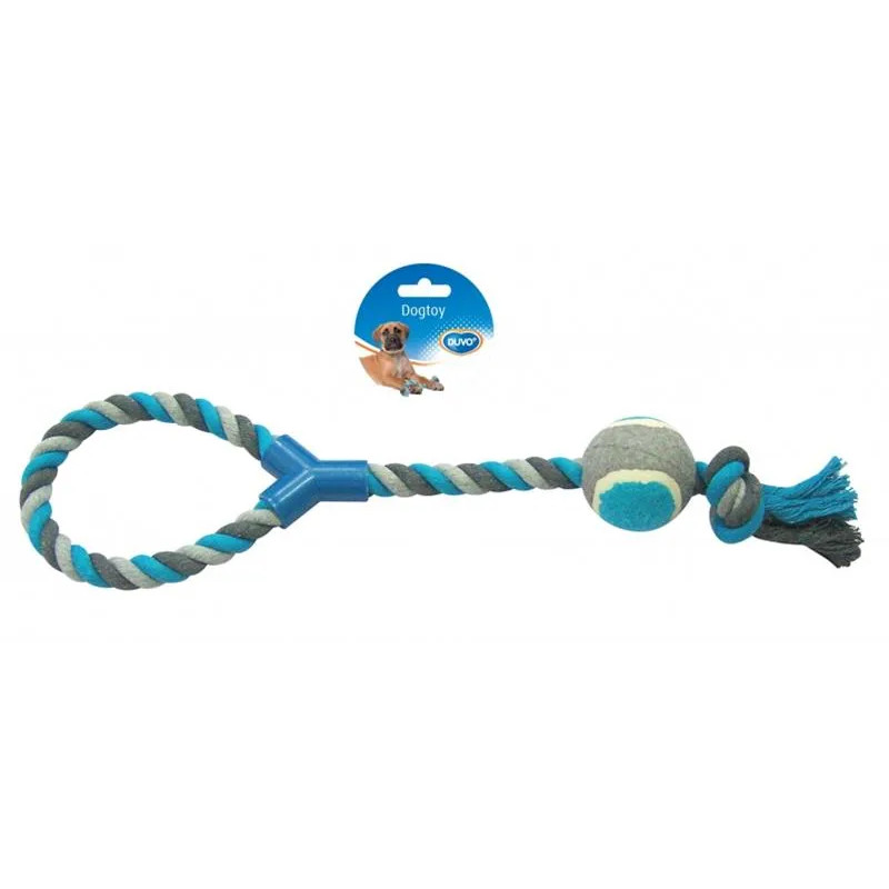 Hračka DUVO+ Lano s uzlem a tenisovým míčkem na tahání bavlna 48 cm