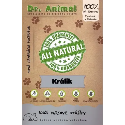 Pamlsek Dr. Animal králičí masové proužky 80g