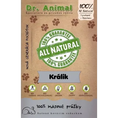 Pamlsek Dr. Animal králičí masové proužky 80g