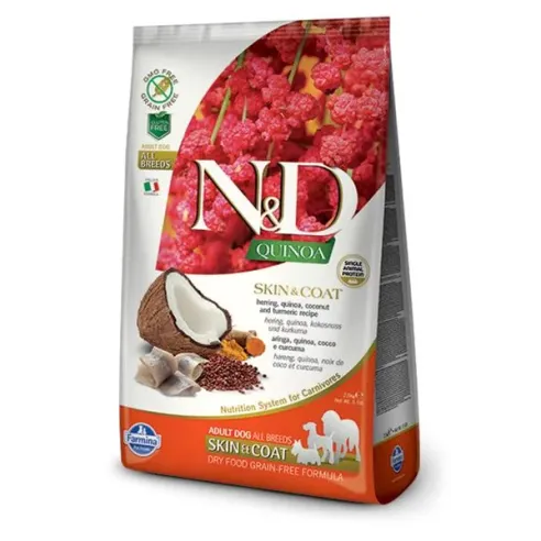 Farmina N&D dog QUINOA (GF) adult all breed, skin & coat, sleď 2,5 kg