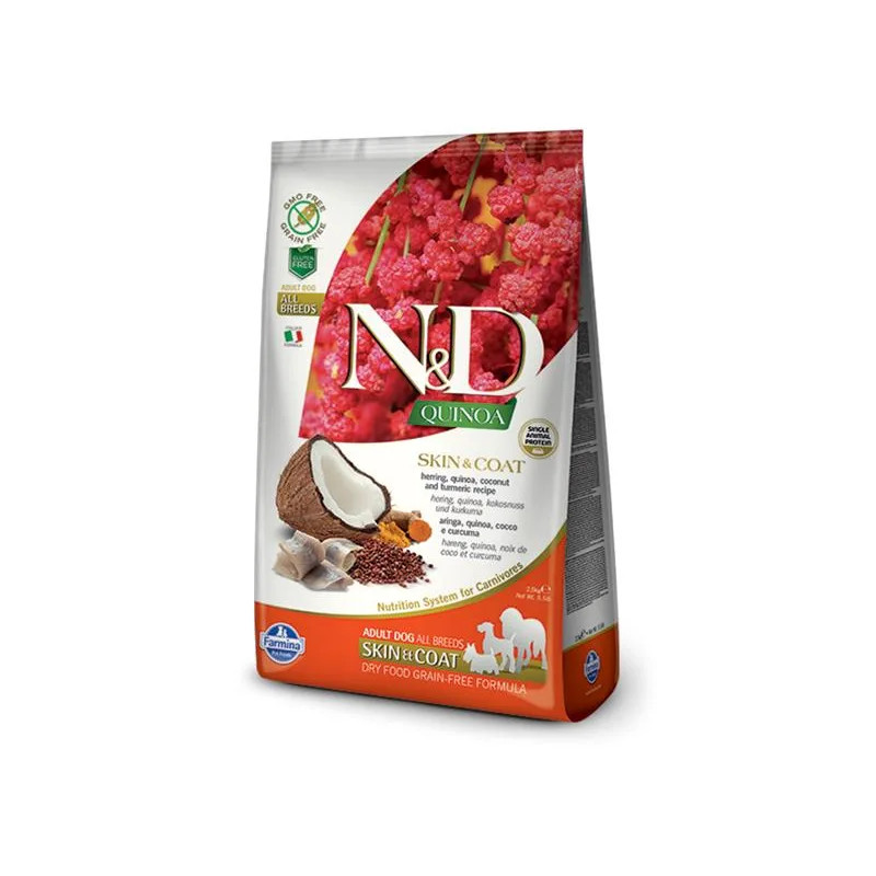 Farmina N&D dog QUINOA (GF) adult all breed, skin & coat, sleď 2,5 kg