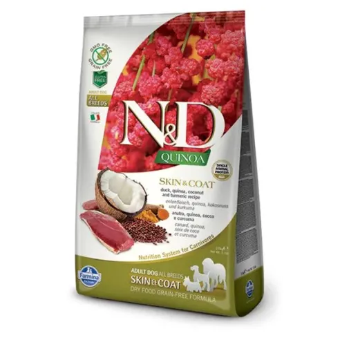Farmina N&D dog QUINOA (GF) adult všechna plemena, kůže a srst, kachna 2,5 kg