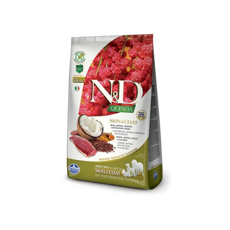 Farmina N&D dog QUINOA (GF) adult všechna plemena, kůže a srst, kachna 2,5 kg