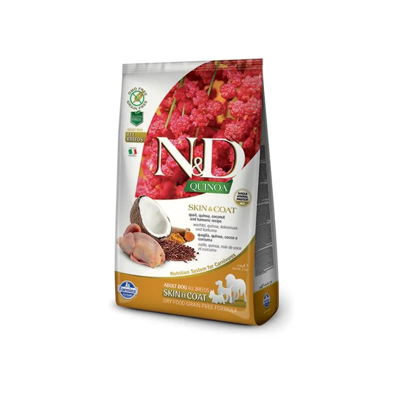 Farmina N&D dog QUINOA (GF) adult all breed, skin & coat, křepelka 7 kg
