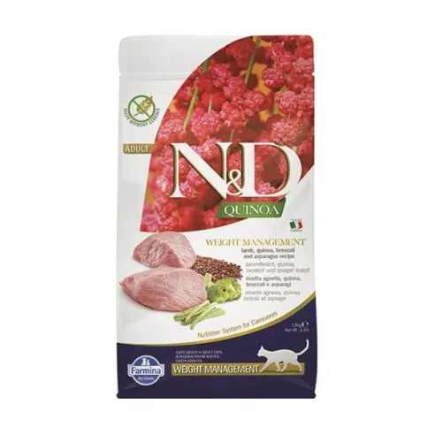 Farmina N&D cat QUINOA (GF) adult, řízení hmotnosti, jehněčí 1,5 kg