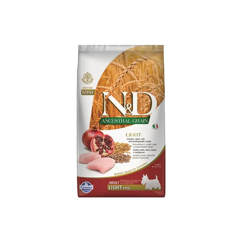 Farmina N&D dog AG adult mini, light, kuře, špalda, oves a granátové jablko 2,5 kg