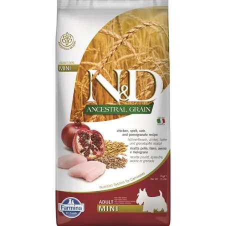 Farmina N&D pes AG dospělý mini, kuře, špalda, oves a granátové jablko 7 kg