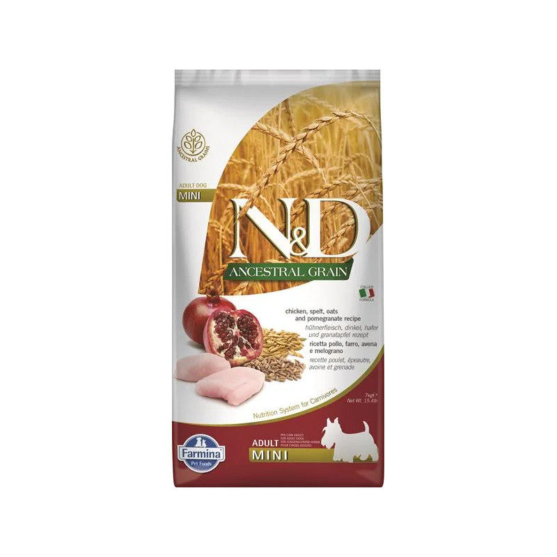 Farmina N&D pes AG dospělý mini, kuře, špalda, oves a granátové jablko 7 kg