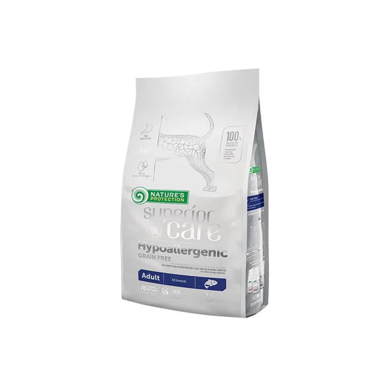 Natures P Superior care dog GF adult Hypoallergenic losos pro všechna plemena 1,5 kg