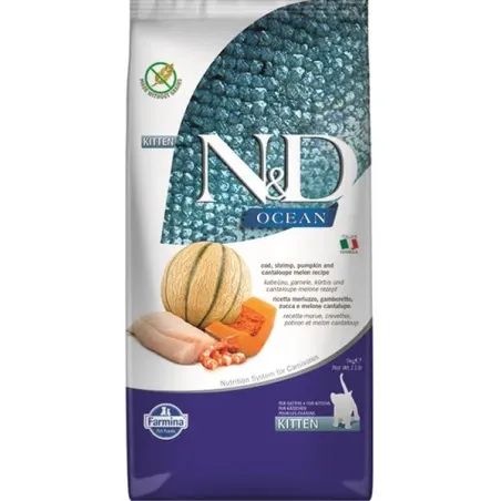 Farmina N&D cat OCEAN PUMPKIN (GF) kitten, treska, krevety a meloun cantaloupe 5 kg