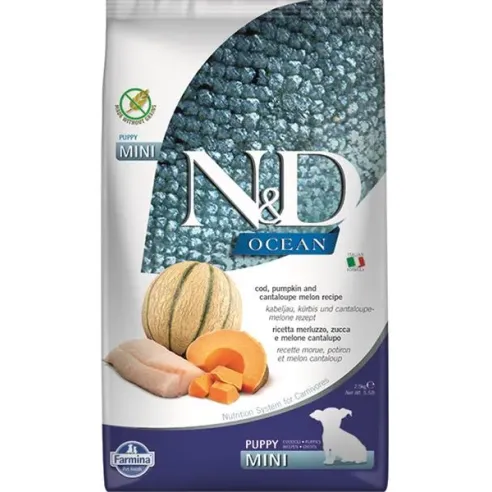 Farmina N&D dog OCEAN PUMPKIN (GF) puppy mini, treska & meloun kantalup 2,5 kg