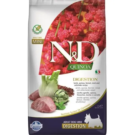 Farmina N&D dog QUINOA (GF) adult mini, digestion, jehněčí 2,5 kg