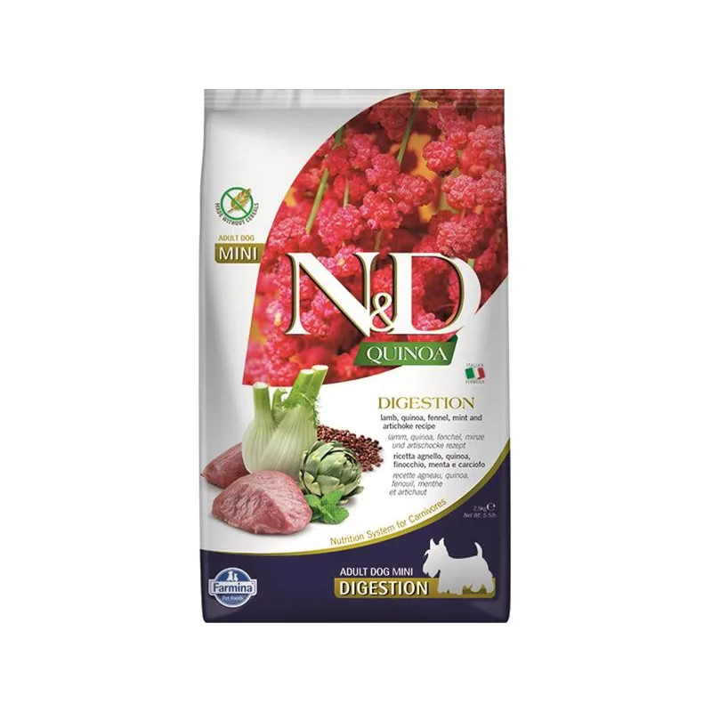 Farmina N&D dog QUINOA (GF) adult mini, digestion, jehněčí 2,5 kg