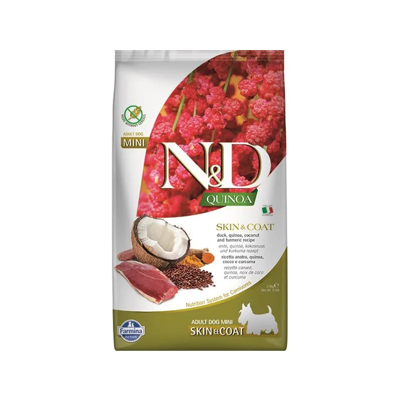 Farmina N&D dog QUINOA (GF) adult mini, skin & coat, kachna & kokos 2,5 kg