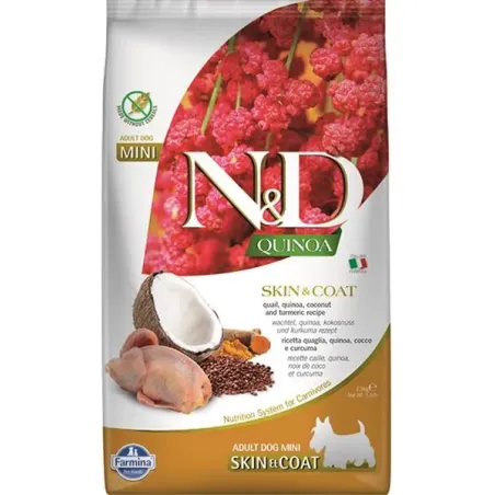 Farmina N&D pes QUINOA (GF) dospělý mini, kůže a srst, křepelka & kokos 2,5 kg