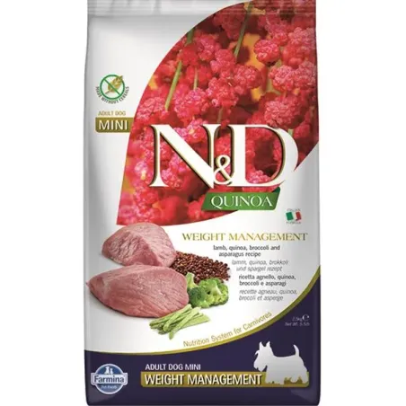 Farmina N&D dog QUINOA (GF) adult mini, řízení hmotnosti, jehněčí 0,8 kg