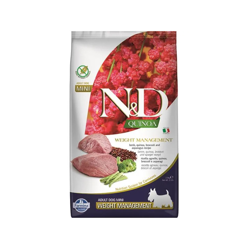 Farmina N&D dog QUINOA (GF) adult mini, řízení hmotnosti, jehněčí 0,8 kg