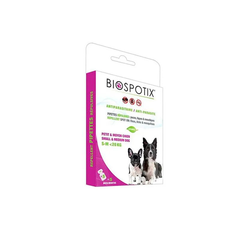 BIOGANCE Biospotix Dog spot-on S-M s repelentním účinkem 5 x 1 ml (do 20 kg)