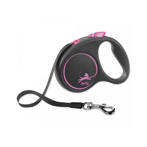 Vodítko Flexi Black Design páska M 5 m růžové (do 25 kg)