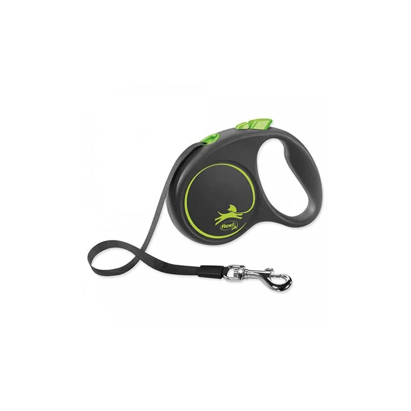 Vodítko Flexi Black Design páska M 5 m zelené (do 25 kg)